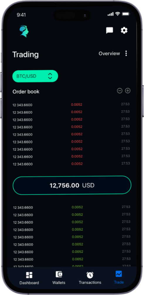 Phone displaying wallet trading and market details